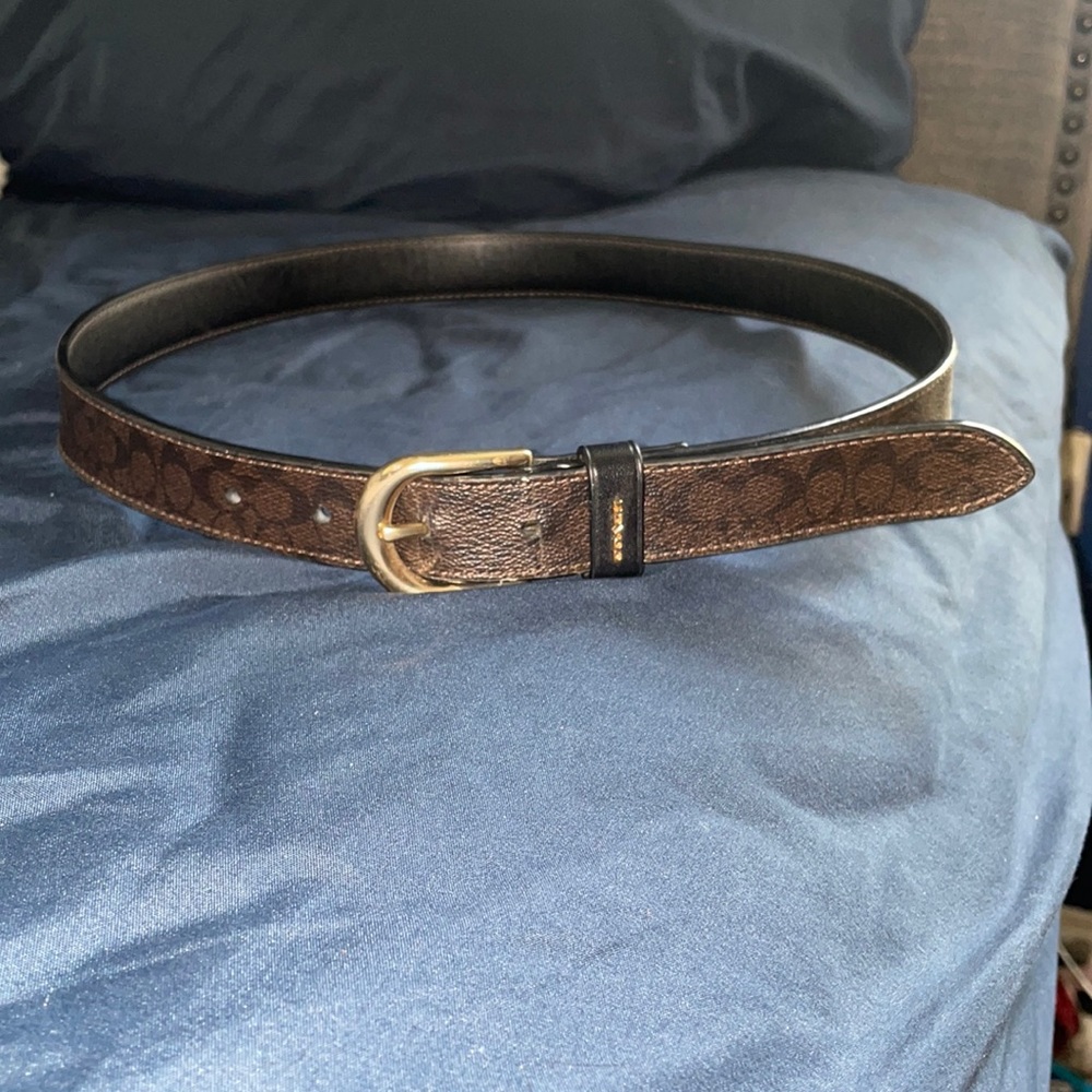 Size small, Coach brown & black leather belt